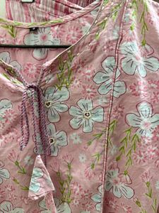 Pink Floral Print Kurta Set