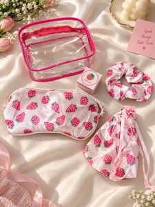 Strawberry Print Hair Scrunchie Set