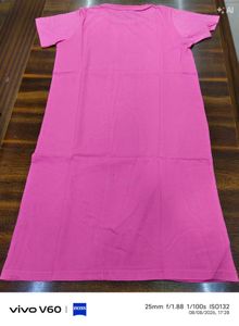Vibrant Pink Casual T-Shirt long dress