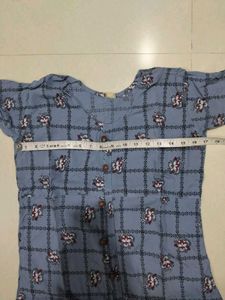 Stylish Blue Checked Button-Up Dress