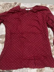 Maroon Ditsy Print short Top