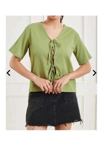 Shein Olive Green Textured T-Shirt