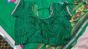 🎊🥻Vibrant Green Embroidered Saree