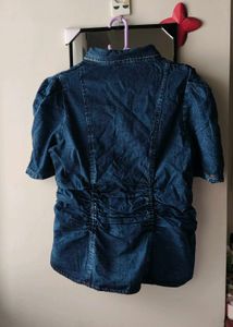 Stylish Denim Puff Sleeve Top
