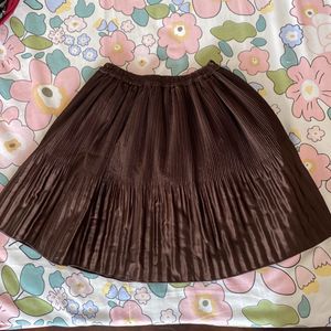 Brown Pleated Mini Skirt