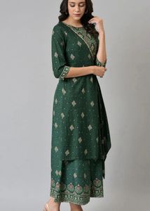Elegant Green Printed Kurta Set