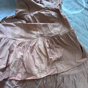 Brown Tiered Maxi Dress with Lace Detail
