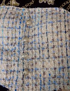 Chic Tweed Chain Strap Crop Top