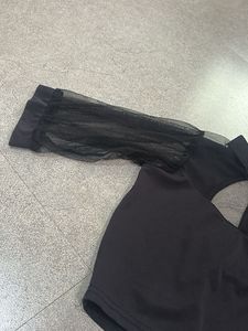 Chic Black Sheer Sleeve Top