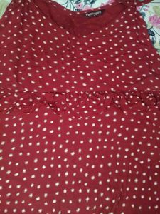flamboyant  Polka Dot Ruffle Top