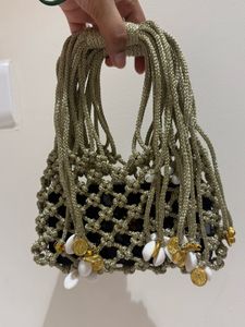 Boho Macrame Bag with Shells &amp; Coins