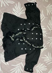 Elegant Black Embroidered Women Top