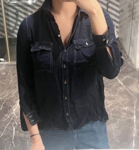 Navy Blue Long Sleeve Button-Up Shirt