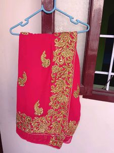 Vibrant Pink Embroidered Saree