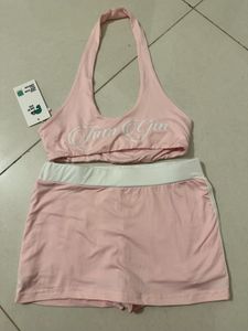 Cute Pink Crop Top and Mini Skirt Set