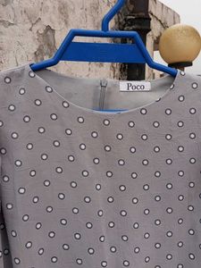 Elegant Grey Blouse with Circle Print