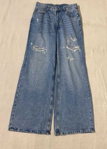 H&amp;M Distressed Wide Leg Jeans