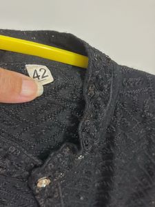 Men's Black Embellished Kurta