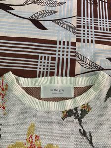 Korean Style Floral Print Knit Sweater