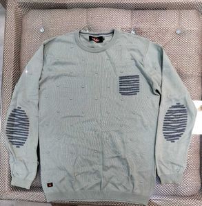 Men's Light Green Textured Sweater