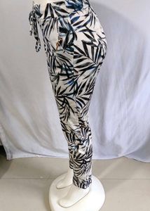 Italian Brand Leaf Print Drawstring Pant Free Size