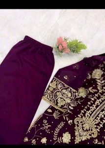 Elegant Embroidered Purple Kurta Set