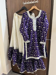 Embroidered Kurta Set with Skirt