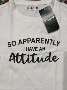SHEIN White "Attitude" Graphic Tee