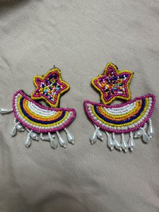 Beaded Star & Fan Earrings