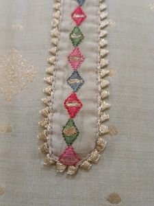 Cream Embroidered Set with Dupatta