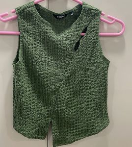 Textured Green Sleeveless Top