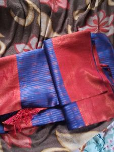 Only Half an Hour Used Blue & Red Silk Saree
