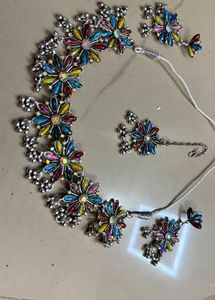 Navratri Colorful Flower Jewelry Set💞