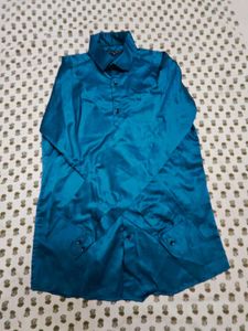 Men's Blue Satin Shirt