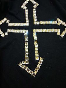 Black T-Shirt with Rhinestone Cross