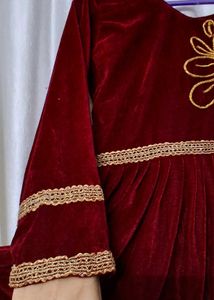 Maroon Velvet Kurta Set with Dupatta