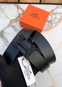 Hermes Designer Black Leather Belt