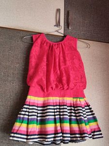 Bright Pink &amp; Rainbow Striped Dress