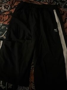 Black Athletic Pants with White Stripe