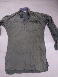 Olive Green Henley Kurta