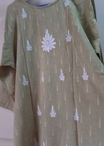 Green chex Embroidered Kurti