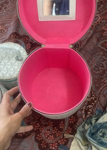 Pink Lined Cosmetic Bag
