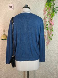 Blue V-Neck Cardigan