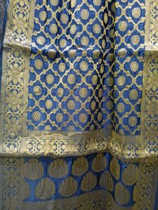 Elegant Blue &amp; Gold Brocade Dupatta