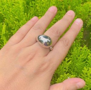 New Minimalist Silver Bean Ring