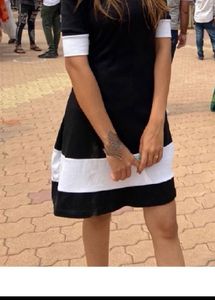 Chic Black & White Striped Dress