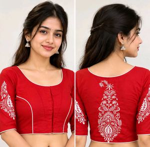 COMBO Red and Blue Embroidered Blouse