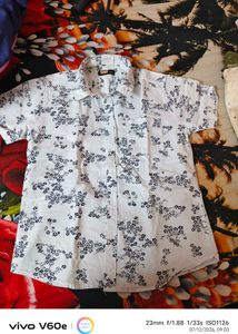 kids  White Floral Print Short Sleeve Shirt