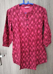 Pink Ikat Print Kurta