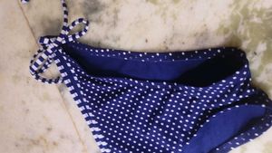 Navy Blue Polka Dot Bikini Bottom